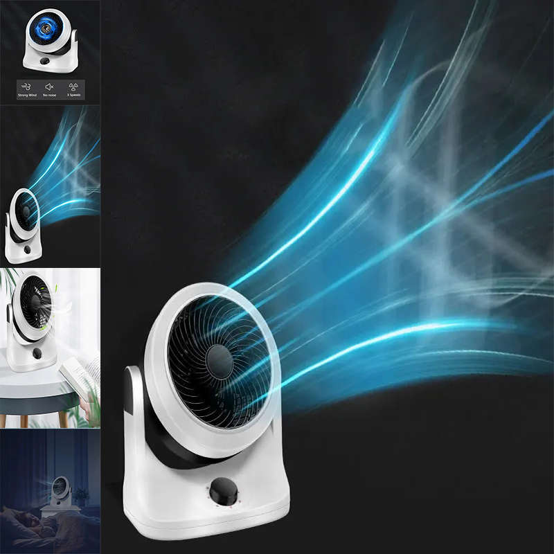 Powerful, Low-Noise Electric Air Circulation Desktop Fan With Base-Mounted Controller