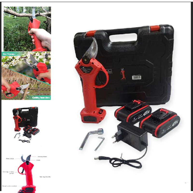 Portable, Compact Cordless Electric Pruner With Two 25V Batteries For Pruning And Gardening