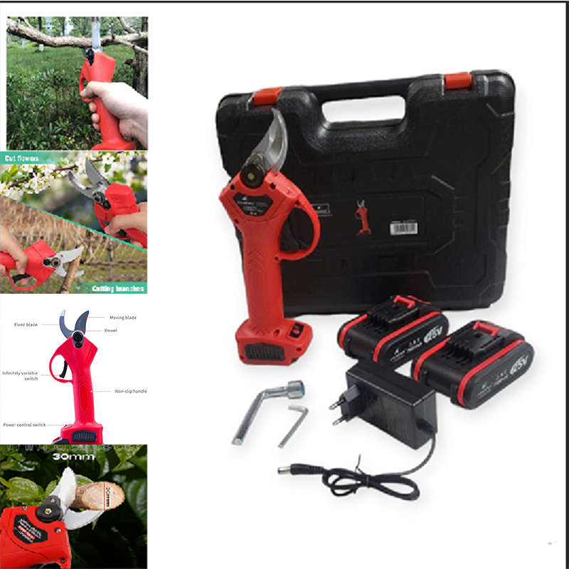 Portable, Compact Cordless Electric Pruner With Two 25V Batteries For Pruning And Gardening