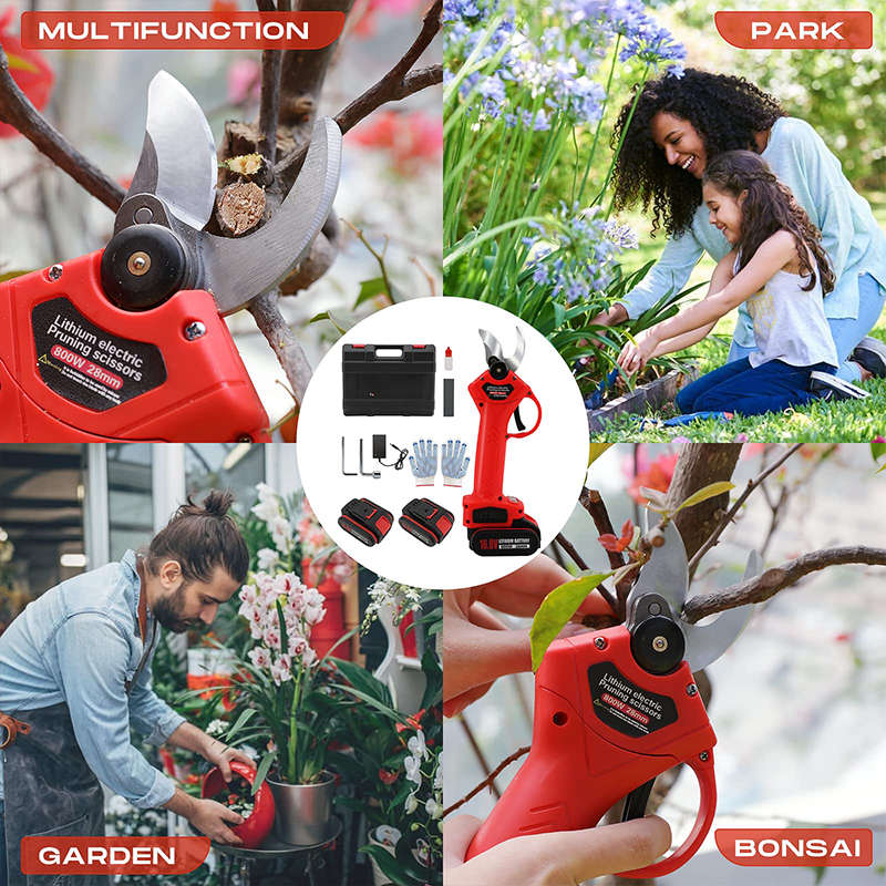 Portable, Compact Cordless Electric Pruner With Two 25V Batteries For Pruning And Gardening