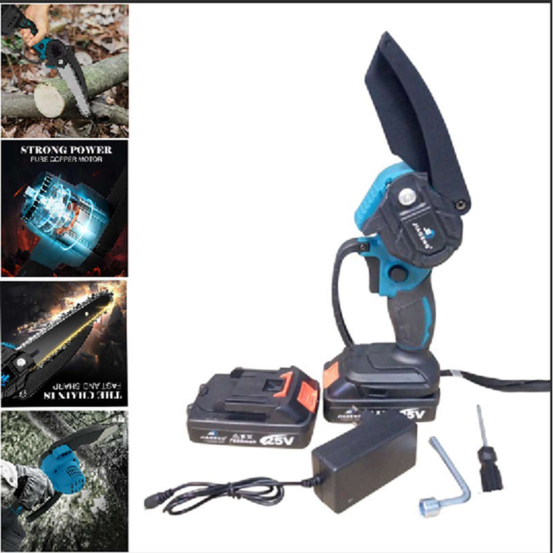 The Portable Electric Chain Saw Uses Two 25V 7500Mah Lithium Batteries And Comes With Two Batteries