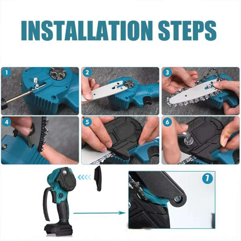 The Portable Electric Chain Saw Uses Two 25V 7500Mah Lithium Batteries And Comes With Two Batteries