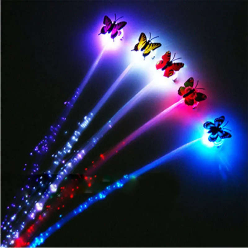 Beautiful 1-Piece Set Of Colorful Butterfly Wig Braids Led Luminous Glitter Braid Clip Hair Accessor