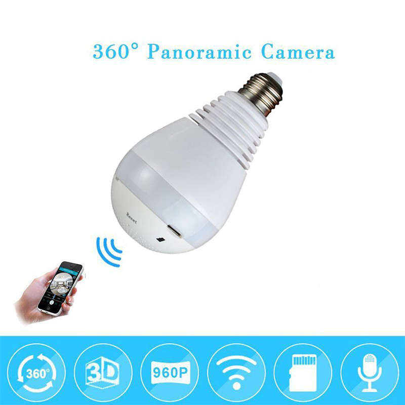 Safe And Secure Wifi Camera Panoramic 360 View Smart Light Bulb Camera Monitoring