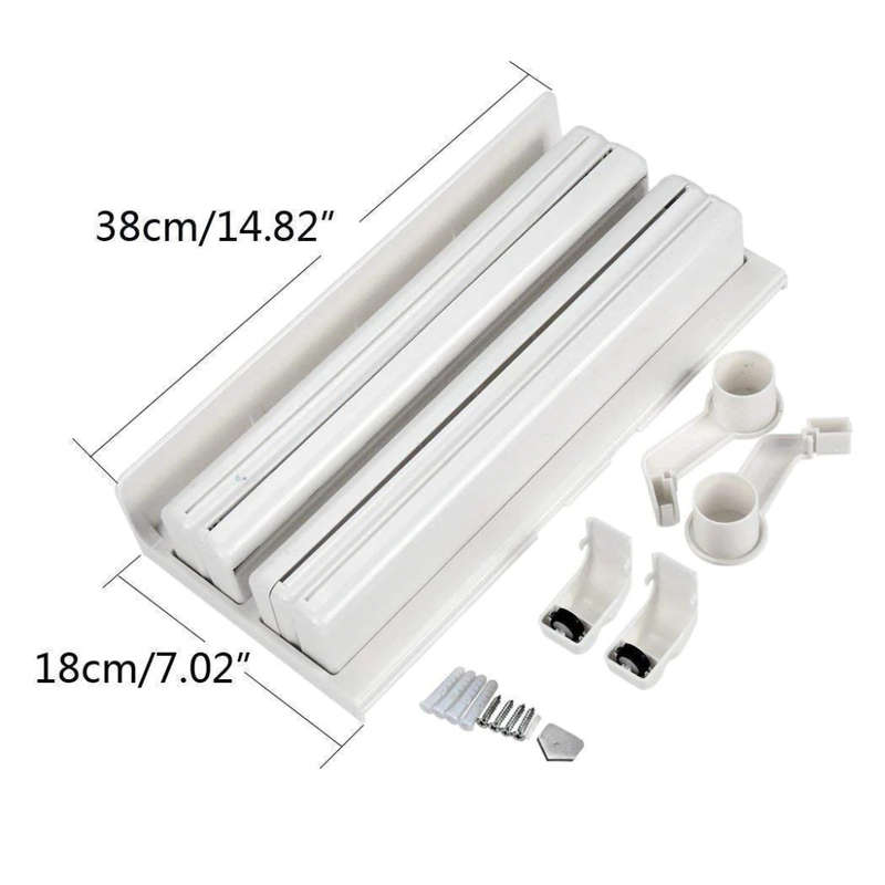 3-In-1 Foil Plastic Wrap Tissue Paper Roll Holder With Spice Rack For Kitchen - White | Triple Paper