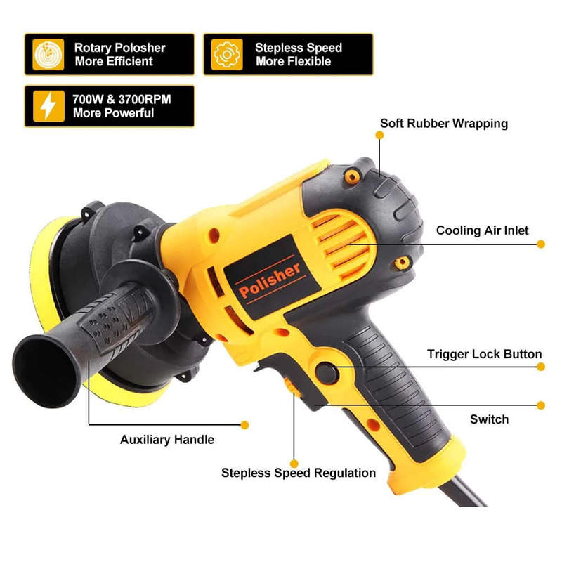 Multifunctional Rotary Car Polisher Buffer Waxing Machine Variable Speed Polishing Towel Pad Kit