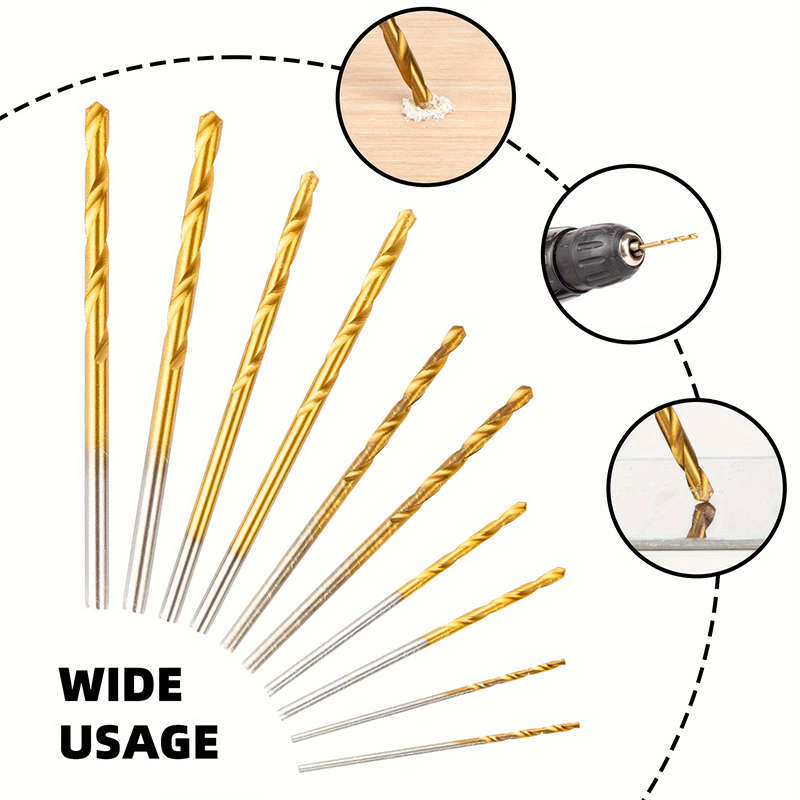 50-Piece Titanium Coated Hss Drill Bit Set  Durable And Available In Multiple Sizes For Precision D