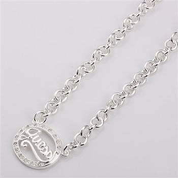 Guess Oval Pendant Silver Necklace