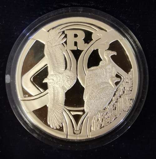 SA 2005 PROOF SILVER R2 - AFRICAN VULTURE - IN SA MINT BOX WITH COA #0631
