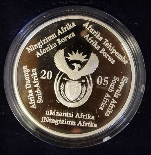 SA 2005 PROOF SILVER R2 - AFRICAN VULTURE - IN SA MINT BOX WITH COA #0631