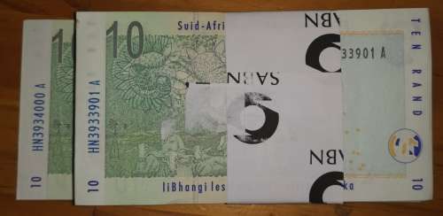 RSA MBOWENI BANKNOTES x 100 UNCIRCULATED, IN SERIES WITH INTACT SABN WRAPPER