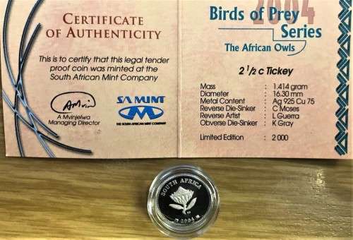 2004 SILVER 2 1/2 c TICKEY BIRDS OF PREY SERIES