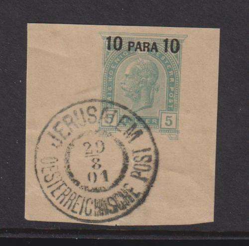 JERUSALEM 1901 ON TURKISH PRE-PRINTED STAMP