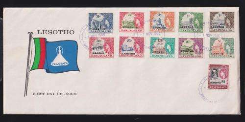 LESOTHO 1966 DEFINITIVE OVERPRINTS ON FDC