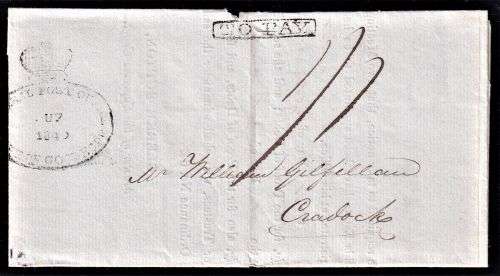 COGH 1840 BOXED "TO PAY" ENTIRE  CAPETOWN-CRADOCK