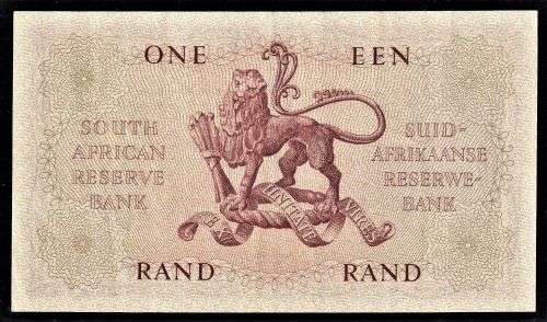 REPUBLIC ONE RAND BANKNOTE - RISSIK 1962