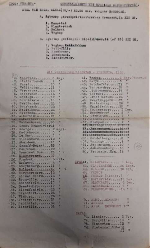 SA UNUSUAL 1938 VOORTREKKER  CANCELLATIONS - KRUGERSDORP -SIGNED