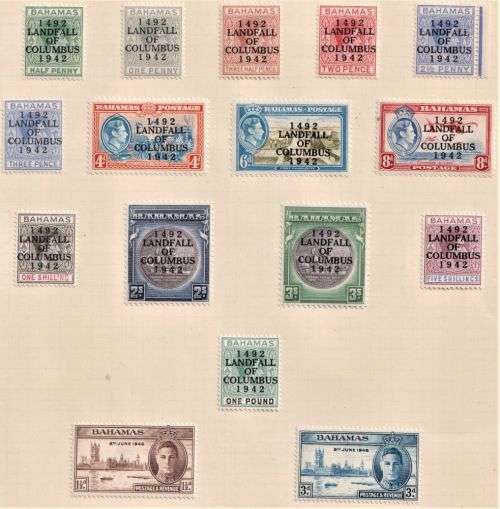 BAHAMAS  KGV1 LANDFALL SET ON ALBUM PAGE MINT- CV £80