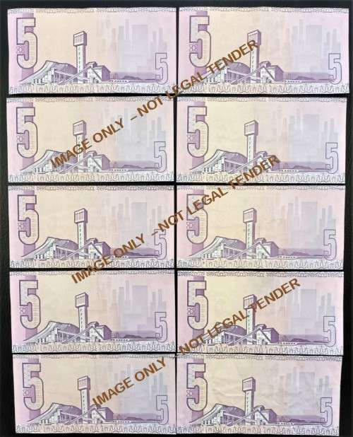 FIVE RAND NOTES G DE KOCK x 10 GOOD CONDITION