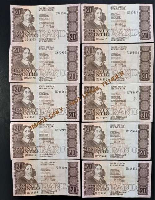 TWENTY RAND GPC DE KOCK  BANKNOTES X 10 -3rd ISSUE 1984