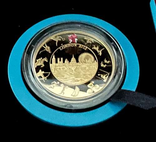BRITAIN 2012 OLYMPICS PROOF SILVER GOLD PLATED £5 PROOF COIN