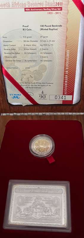 RSA 2011 RESERVE BANK 90th STERLING SILVER BANKNOTE PROOF SET