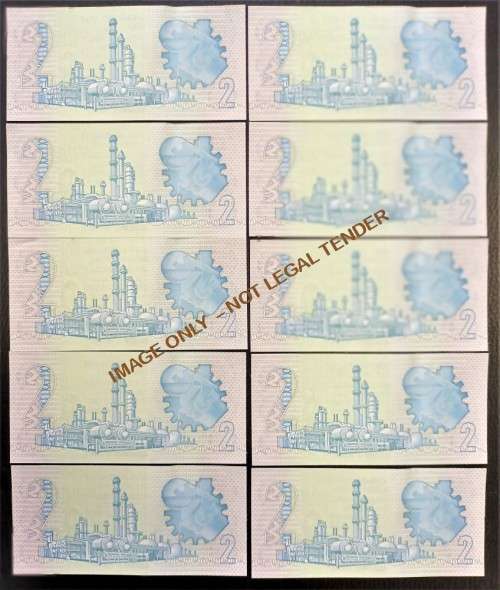 TWO RAND GPC DE KOCK  BANKNOTES X 10 - in series