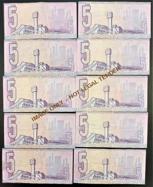 FIVE RAND GPC DE KOCK  BANKNOTES X 10