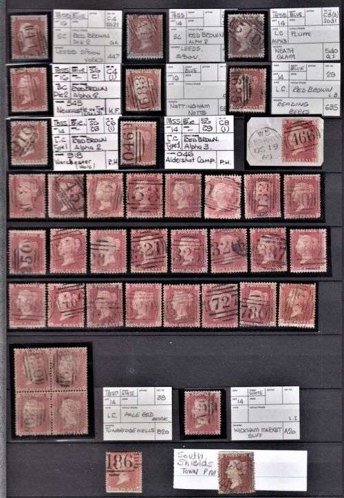GB 1841 1d  RED FANTASTIC COLLECTION OF POSTMARKS IN STOCKBOOK- HIGH CAT VALUE!