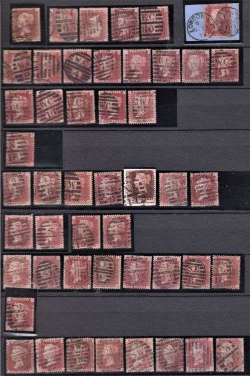 GB 1841 1d  RED FANTASTIC COLLECTION OF POSTMARKS IN STOCKBOOK- HIGH CAT VALUE!