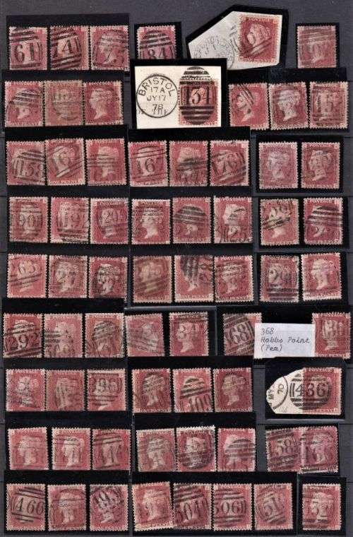 GB 1841 1d  RED FANTASTIC COLLECTION OF POSTMARKS IN STOCKBOOK- HIGH CAT VALUE!