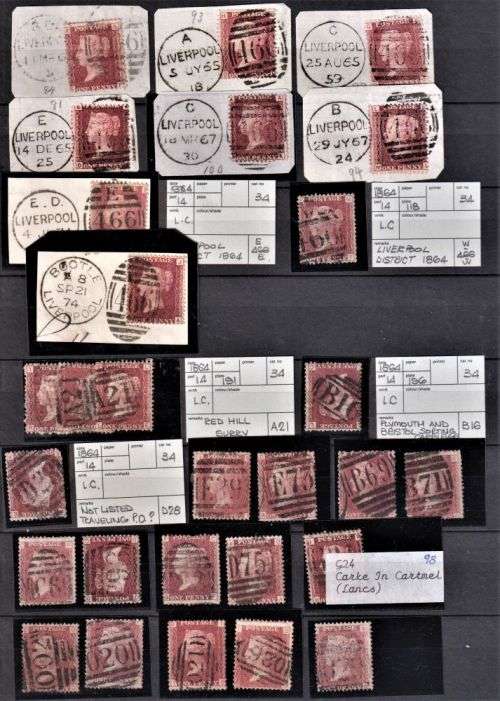 GB 1841 1d  RED FANTASTIC COLLECTION OF POSTMARKS IN STOCKBOOK- HIGH CAT VALUE!