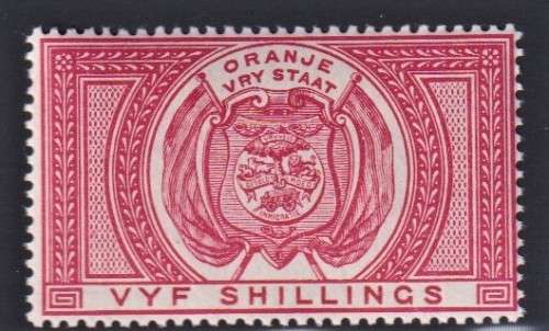 ORANGE FREE STATE 1882 FISCAL 5/- SUPERB UNMOUNTED MINT -CV R2000 +