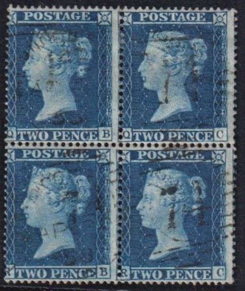 GB 1864 2d BLOCK & 1872 3d PAIR FINE USED