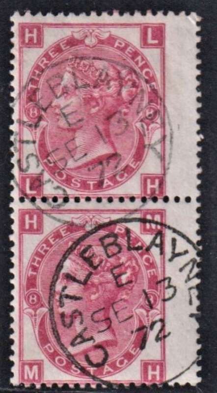 GB 1864 2d BLOCK & 1872 3d PAIR FINE USED