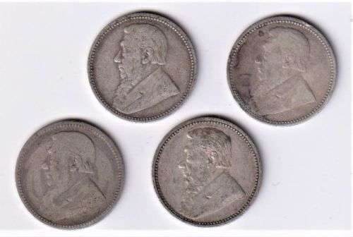 ZAR 6d COIN COLLECTION - 4 coins - 1892,1893,1895,1896