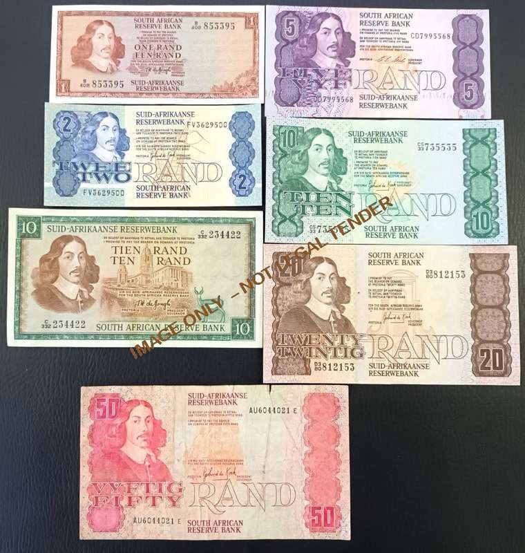 SOUTH AFRICAN BANKNOTE COLLECTION X 7 NOTES