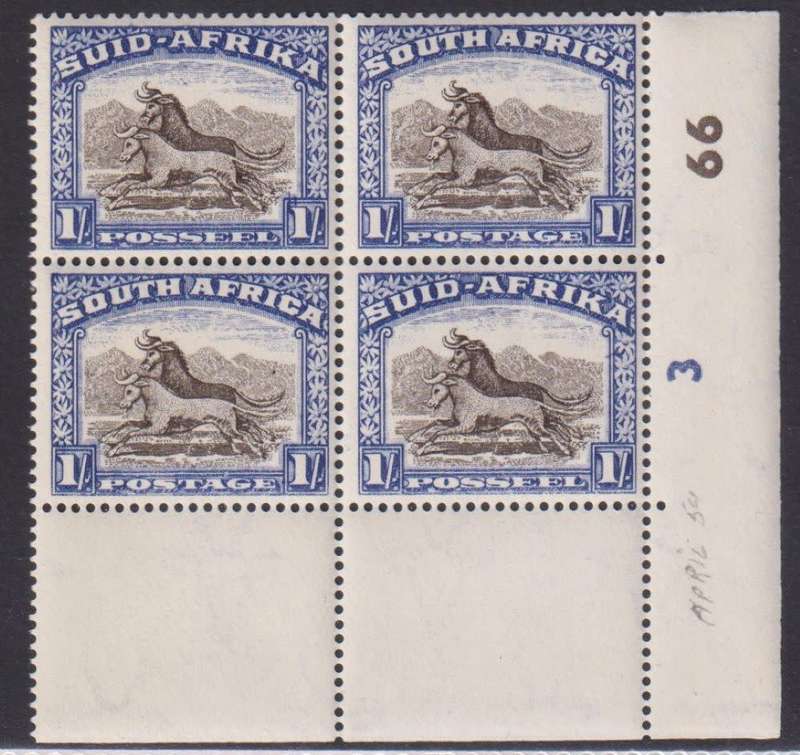 SA 1950/2   1/- CYLINDER  BLOCKS  UM
