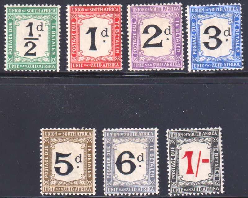 SA 1914-22 POSTAGE DUE SET FINE MINT - SACC D1-7 CV R1447