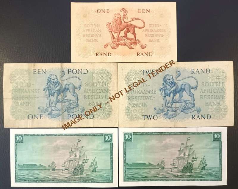 SOUTH AFRICAN BANKNOTE COLLECTION X 5 NOTES
