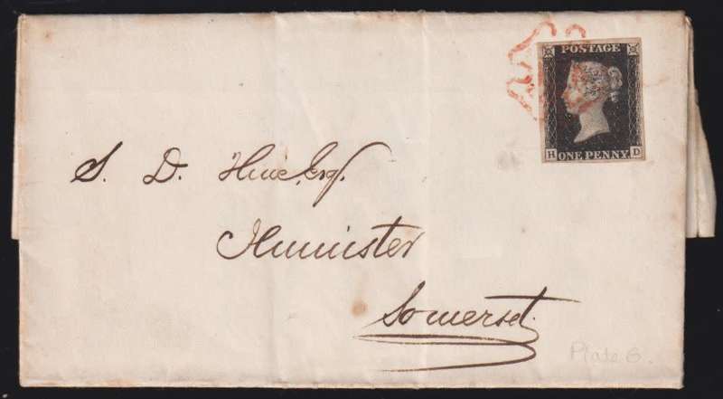 GREAT BRITAIN 1840 1d BLACK ON ENTIRE LETTER - SUPERB!