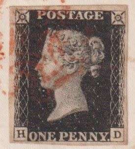 GREAT BRITAIN 1840 1d BLACK ON ENTIRE LETTER - SUPERB!
