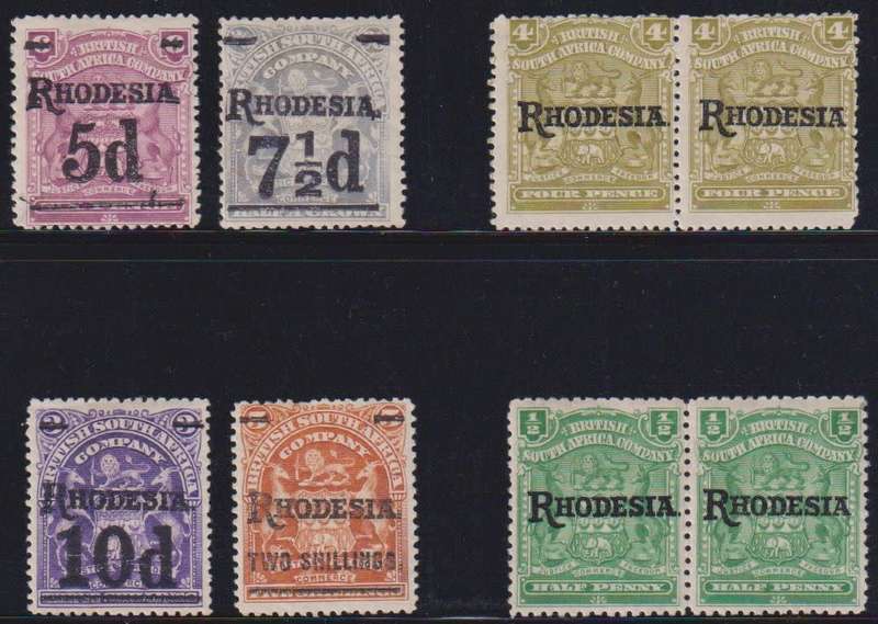 RHODESIA 1909 OVERPRINTS FINE HINGED MINT