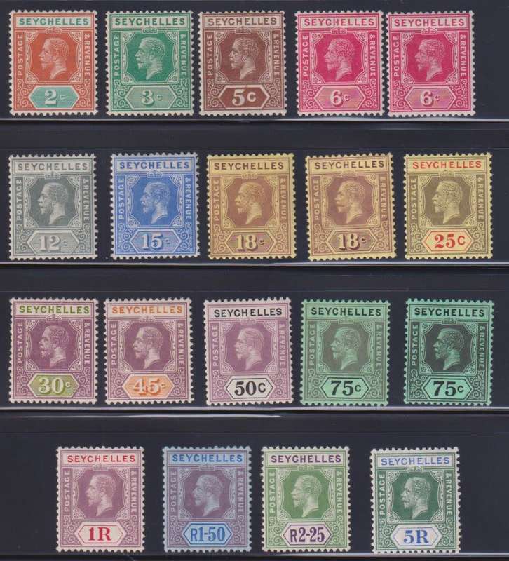 SEYCHELLES 1917-22 KGV SET FINE HINGED MINT PLUS SHADES CV £225+