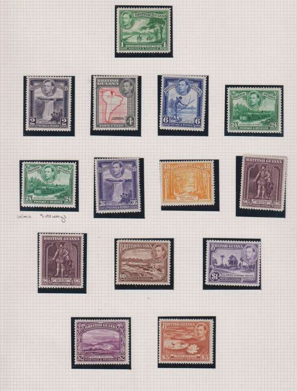 BRITISH GUIANA  1938-52 KGV1 SET HINGED MINT  CV £140