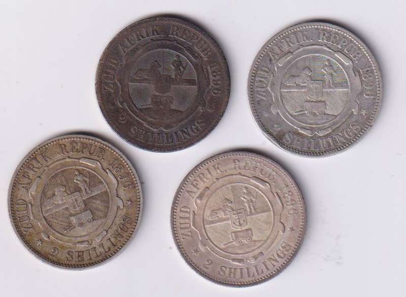 ZAR 2  SHILLINGS COIN COLLECTION -   4 coins -1896