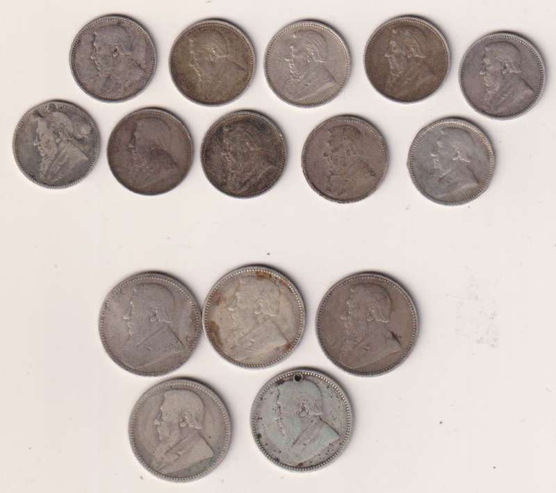 ZAR 3d & 6d COIN COLLECTION -   15 coins -1896