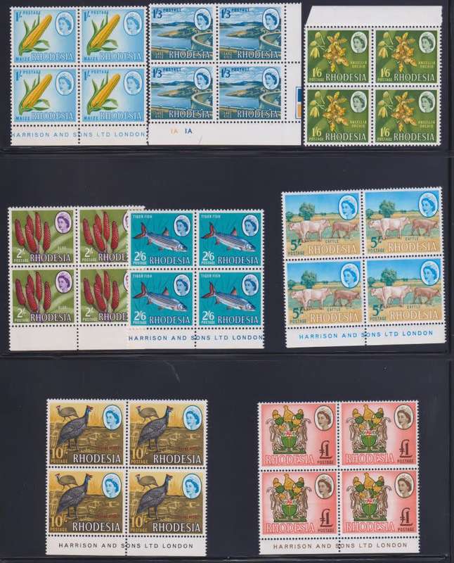 RHODESIA 1966 HARRISON DEFIN SET BLOCKS  UM
