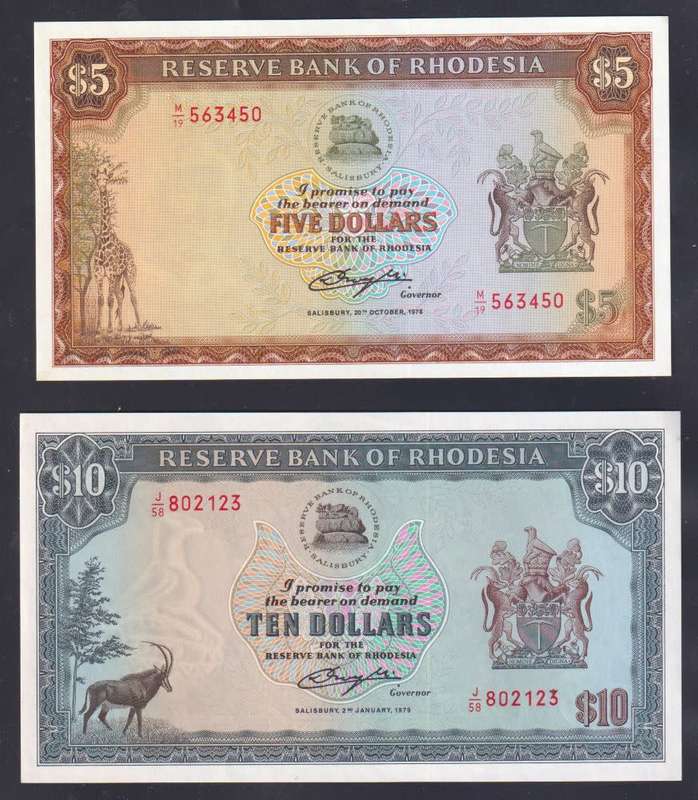 RHODESIA 1978-9 $1,2,5,10 BANKNOTES
