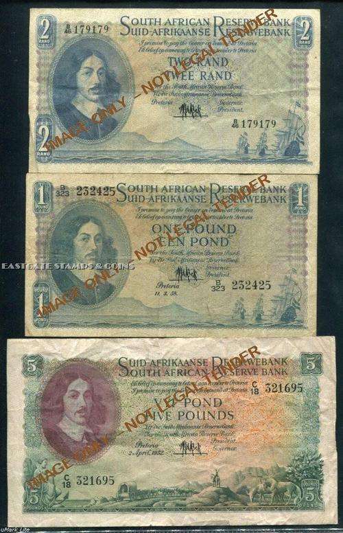 SOUTH AFRICA  BANKNOTE COLLECTION -  POUNDS & RANDS x 10 NOTES. NICE LOT!!!